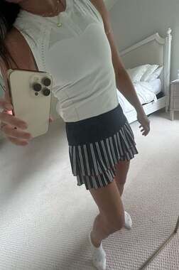 Lucky In Love Striped Pleated Athletic Skort